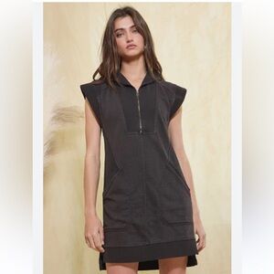 Daily rituals x Anthropologie Rib Contrast Details Zip-Front Washed Mini Dress